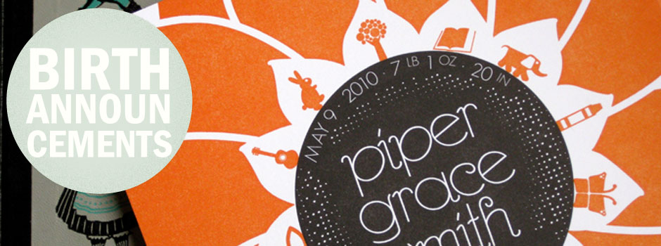 letterpress baby birth announcement