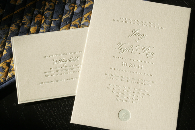 Jenny & Taylor | Letterpress Wedding Invitations