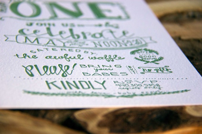 Little One Turns One | Hand Lettered Letterpress Baby Invitations