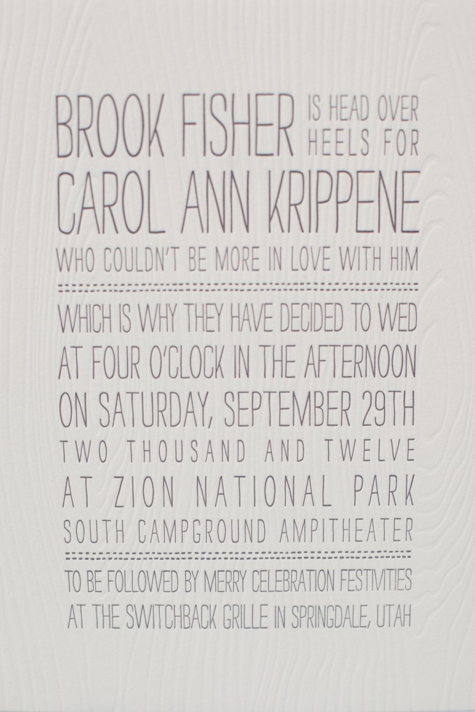Carol & Brook | Letterpress Wedding Invitations